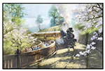 Alishan Forest Railway with Cherry Blossoms_Picnic Mat 阿里山櫻花鐵道_野餐墊